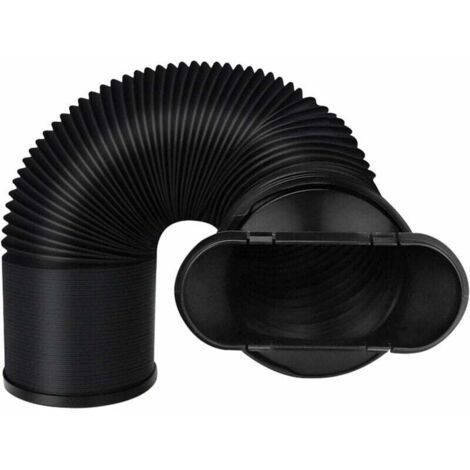 Tuyau d'échappement extensible noir pour climatiseur mobile avec raccord plat, flexible en PVC, diamètre 15 cm, longueur 22 cm à 150 cm. (1/4)