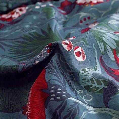 Parure De Lit Queen Size 4 Pièces Utopia Bedding Microfibre Brossée - Motif Floral Roses Bleu Marine