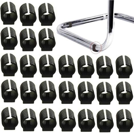 CSPARKV 32pcs Patin Pied Chaise Tube Embout Tampon Capuchon Bouchon Protection Plancher Meuble Forme U En Plastique Chaise Casquettes,Chaise Jambe Caps Silicone Tube Pince (25mm,Noir) (1/5)