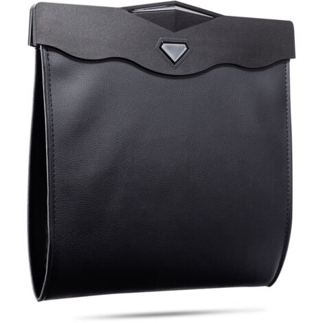 CSPARKV 1pc Noir Suspendre poubelle voiture interieur, Poubelle de voiture avec ouverture magnétique à accès rapide, Cuir PU imperméable, accessoire voiture pour siège arrière de voiture (1/5)