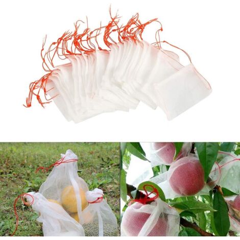 – Lot de 100 sacs en filet anti-insectes 15 x 10 cm – Protection réutilisable pour fruits et plantes – Cordon de serrage inclus - 100pcs (1/5)