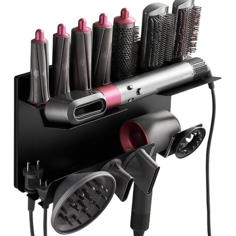 Ikodm 2 en 1 Support Seche Cheveux pour Dyson Airwrap Complete & Dyson Supersonic, sans Perçage Support Dyson Airwrap mit Vis & Colle, Support Mural Compatible avec Accessoires Dyson Styler (1/5)