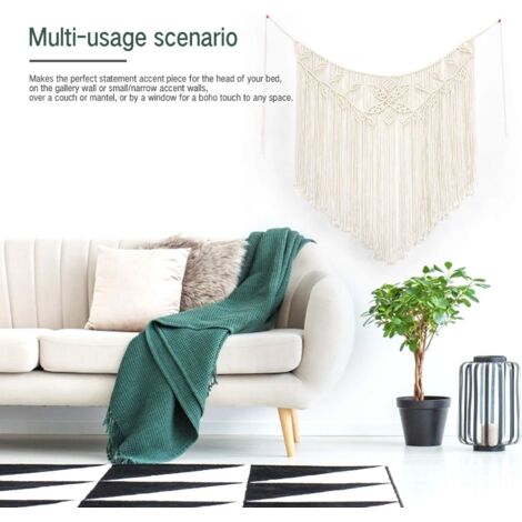 Tapisserie Murale Bohème Macramé Mandala 42 Cm - Décoration Maison Coton (Neuf)
