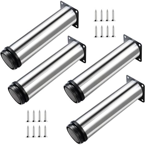 CSPARKV 4X Pieds de Meubles, Réglables Pied Pieds de Meubles - Chrome Métal - Hauteur Réglable (Total: 250mm) (1/5)