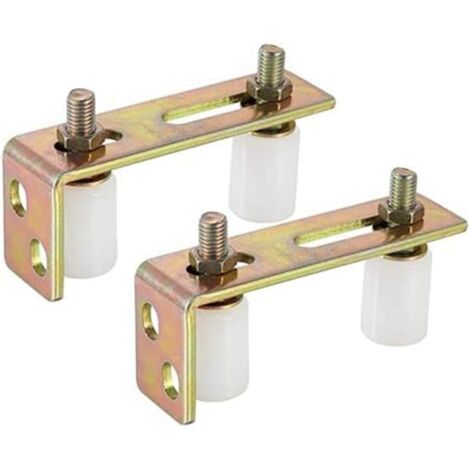 Lot de 2 Guide de Rouleau de Portail Réglable, Rouleau en Nylon avec Support en Forme de L, Ensemble de Support de Guide de Rouleau de Portail Coulissant Blanc (1/5)