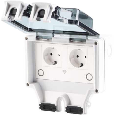 Prise Exterieure Etanche-Prise extérieure étanche Ip66 Avec interrupteur Témoin lumineux-16A 110-250V style européen - Prise de jardin Pour l'extérieur Cour intérieure (1/5)