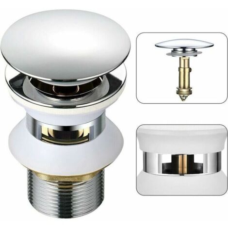 Universel Bonde Lavabo avec Trop-plein Pop-Up Automatique Push Open Click Clack pour Salle de Bain 1-1/4 en Laiton Chromé (1/4)