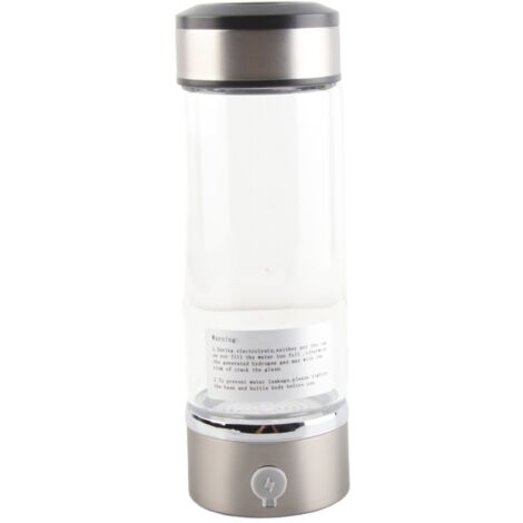 Bouteille d'eau riche en hydrogène 420ml, Générateur d'ions portable, Rechargeable USB Bouteille en verre, Convient pour la maison, le bureau et les voyages, argent (1/5)