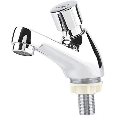 Robinet Poussoir Temporisé, G1/2 Robinet Poussoir Eau Froide Robinets de Lavabo pour Salle de Bain Robinet Salle Bain Robinet Lave Main Eau Froide pour la Salle de Bain et la Cuisine (1/5)