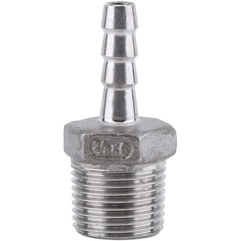 Raccords de Tuyau cannelé en Acier Inoxydable SS304 Raccord Tuyau Filetage mâle Connecteur Queue Tuyau cannelé BSP pour raccorder Tuyau d'air, Un Tuyau Carburant, (3/8"×6mm) (1/5)