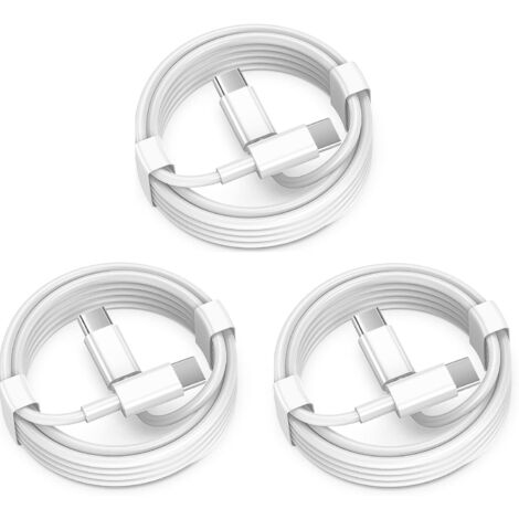 Lot de 3 câbles USB C vers USB C pour Apple, 1,8 m, 60 W, cordon de charge rapide USBC/Type-C compatible avec iPhone 17/16 Pro Max, iPhone 17 Air, iPad Pro/Air