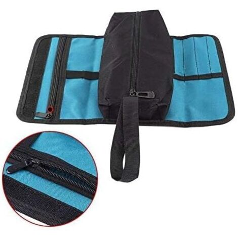 Sac à outils, petit sac à outils enroulable, sac à outils en toile, sac de rangement avec fermeture éclair et boucle pour électricien, plombier, mécanicien (1/5)