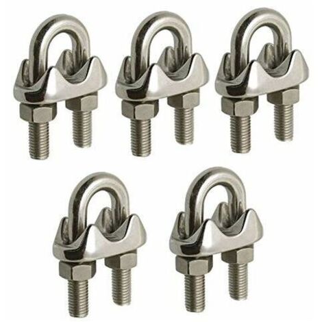 Ulisem 10 Pcs Serre câble à étrier en InoXA4 pour câble acier/inox de (6mm)-Serre-câble (1/4)