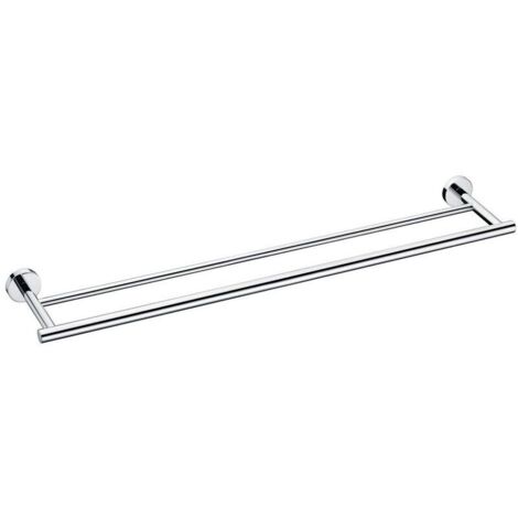 XVX 30 cm,Porte Serviette Salle de Bain Double Barres Porte Serviette Mural en Acier Inoxydable Base Ronde, Finition polie (1/5)