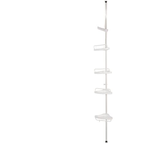 Rangement Etagère D'angle de Douche avec 4 Etagères, Blanc (1/5)
