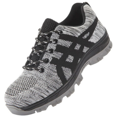Ulisem Chaussures de sécurité pour homme, embout en acier, confortables, légères, respirantes, unisexes, grises (43 EU)