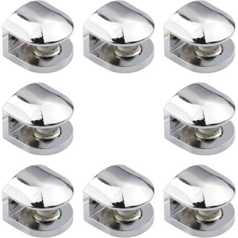 Ulisem Lot de 8 supports d'étagères en verre réglables en alliage de zinc Convient pour le verre de 8 à 10 mm d'épaisseur (1/4)