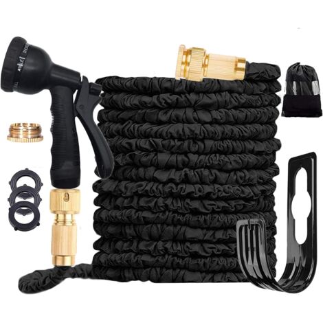 Tuyaux d'arrosage Extensible Jusqu’à 30 m avec Pistolet Pulvérisateur 8 Fonctions, Anti-Fuite, Raccords en Laiton (1/4)