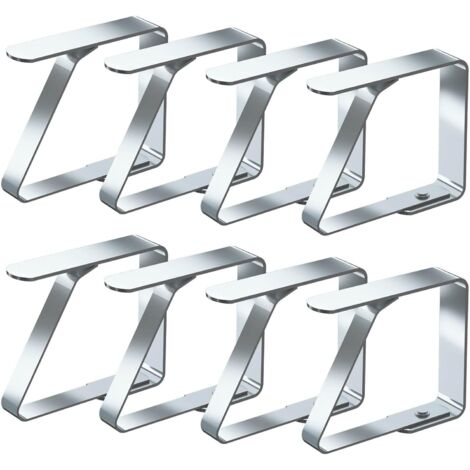 Pinces à Nappe Ensemble de 8 Acier Inoxydable Nappe Clips Anti-Glissant (4cm x 8 Pièces) (1/4)