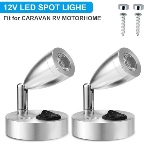 Lampe de lecture LED 12V – Lumière chaude 3200K – Angle réglable 180° – Aluminium nickel brossé – Lot de 2 pour véhicules 12V – Soekavia (1/5)