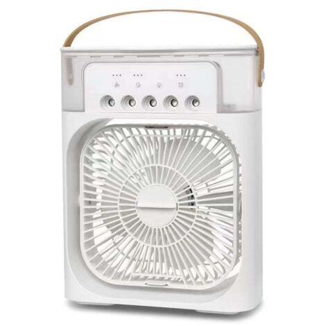 Climatiseur portable, mini climatiseur portable 600 ml, mini ventilateur, 3 vitesses, 3 modes de brumisation, 7 veilleuses, minuterie de 2 à 8 heures pour le bureau [Classe énergétique A] (1/5)