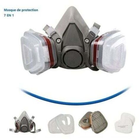 Masque Protection 7 In 1, Masque Peinture, Réutilisable Avec Filtre Anti Poussière,Masque A Gaz Respiratoire Avec Filtre Pour Pulvérisation,Peinture,Travaux, Produits Chimiques,Bricolage,PonçXVX (1/4)
