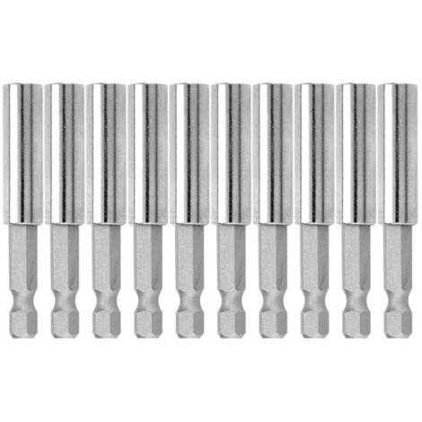 Ulisem Lot de 10 rallonges de porte-embouts de tournevis à tige hexagonale de 60 mm à dégagement rapide magnétique de 60 mm (1/4)