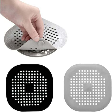 2 Pcs Protection de Drain de Silicone, Filtre Evier avec Ventouse pour Cheveux Baignoire, Douche, Vidange (1/4)