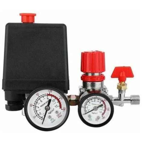 Enowelir Compresseur d'air pressostat valve pressostat compresseur d'air avec manomètre régulateur (1/4)