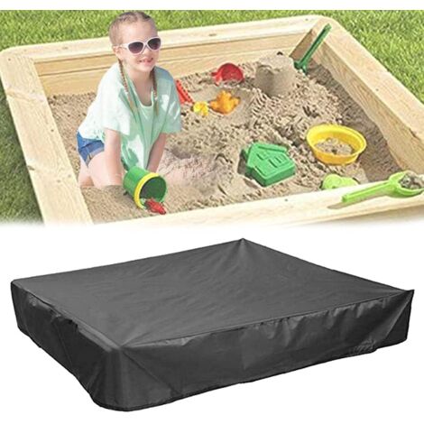 Enowelir Housse de bac à sable aveCordon de serrage, auvent carré de protection contre la poussière, bac à sable de plage,Couverture de piscine étanche vert (59,05 "x 59,05", noir) (1/4)