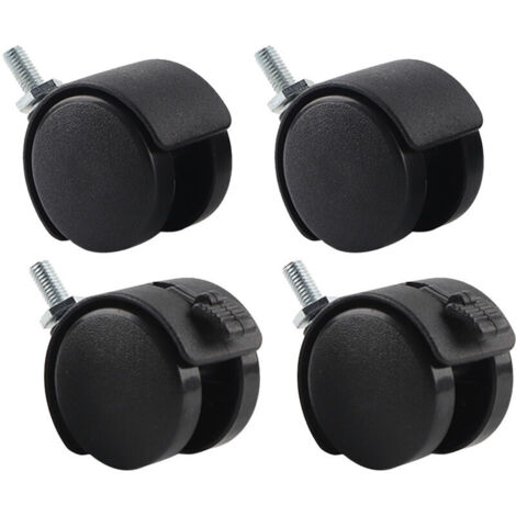 Ulisem Lot de 4 roulettes pivotantes de rechange pour chaise de bureau, en nylon et plastique, avec frein, noires (1/4)