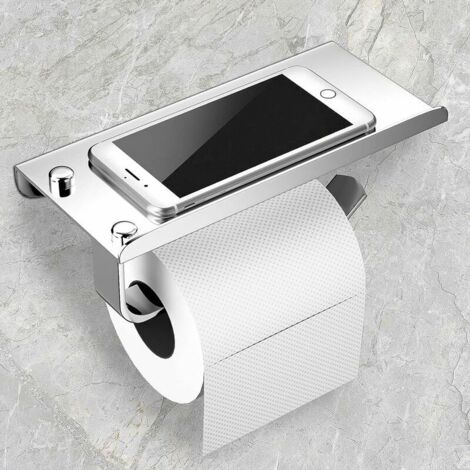 Ulisem Porte Papier Toilette,Support Papier Toilette Derouleur Mural, 304 Acier Inoxydable Porte Rouleau Toilette, Installation avec Vis la colle, avec Plateforme de Rangement (1/5)