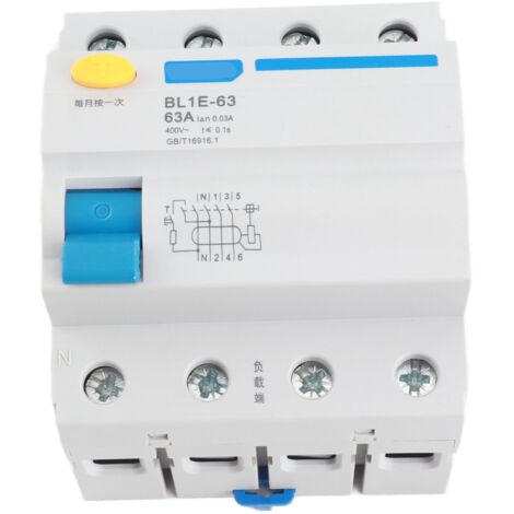 Disjoncteur différentiel BL1E-63 3P N 63A 230 V 30 mA - Pouvoir de coupure élevé, taille compacte et protection contre les surcharges pour les projets résidentiels et d'ingénierie. (1/5)
