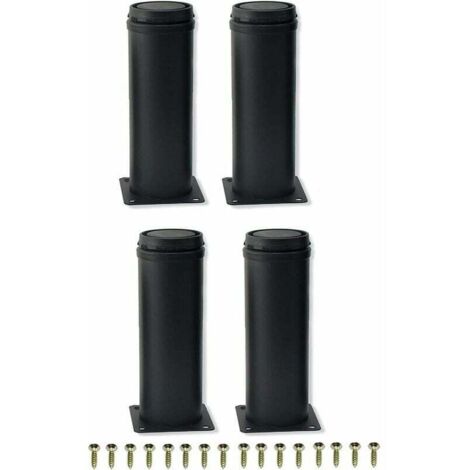 Ulisem 4 pièces 15 cm Noir en Acier Inoxydable réglable en métal Pieds de Meubles pour Armoire Pieds de Table canapé Pieds Meubles Pied de Remplacement,Noir,15cm (1/5)