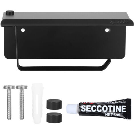 Ulisem Porte-Papier Toilette sans Perçage en Aluminium, Porte-Rouleau avec étagères Spacieuses, Support de Papier Toilette Auto-adhésif, Porte-Papier Mural pour Salle de Bain, Cuisine (noir) (1/4)