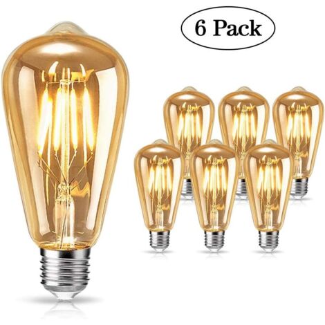 Ampoule Vintage Edison, Ampoule LED Edison E27 4W Lumière Chaude Vintage Antique Ampoule Rétro pour Nostalgie et Éclairage Rétro dans la Maison, Café Bar etc. - 6 Pcs - RW (1/5)