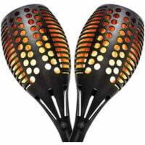 Éclairage torche solaires d'extérieur, jardin, Décoration de Jardin, lampe flamme solaire étanches à 96 LED avec de Effet Flamme, Étanche IP65 (2 pièces) - RWLampe solaire (1/5)