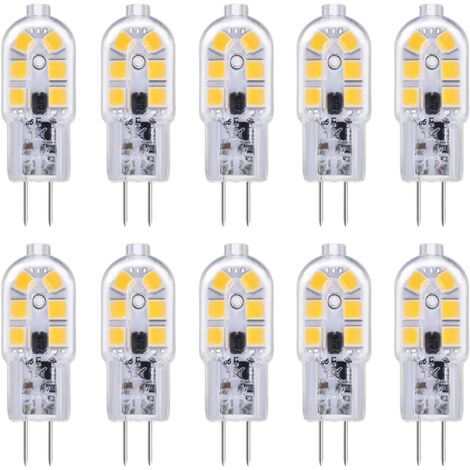 Ampoule LED G4 pour hotte aspirante 12 V 2 W Blanc froid 6000 K, 200 lm, équivalent halogène G4 bi-broches, 12 V AC/DC, lampe LED G4 pour camping-car/hotte de cuisine, non variable, lot de 10 [Classe  (1/5)