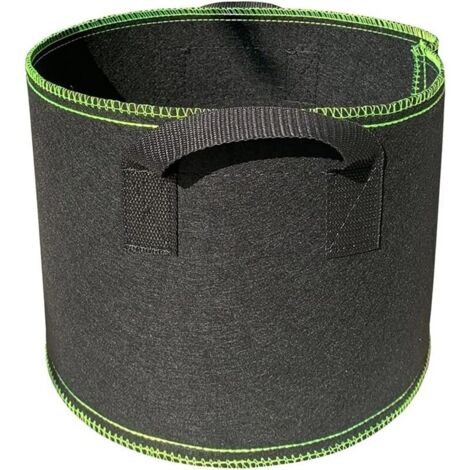 Ulisem Sacs de culture de 20 gallons, pots en tissu aéré avec poignées, noir avec fil vert (1/4)