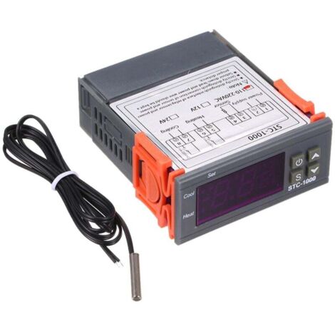 UlisemContrôleur de Température Numérique Tout Usage STC-1000, Thermostat de Refroidissement et de Chauffage avec Capteur pour la Serre D'incubateur de Réfrigérateur de (1/4)