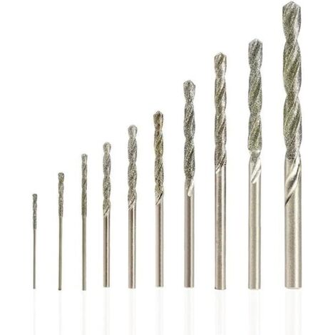 10pcs Diamant Foret Hélicodal 0.8/1.0/1.2/1.5/1.8/2.0/2.5/3.0/3.5/4.0mm pour Jade Verre Perle Coquillages Adaptés pour Banc Perceuse Moulin Suspendu (1/5)