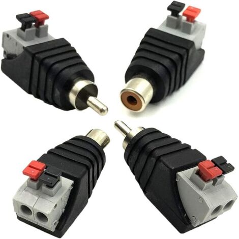 Enowelir 2-Pairs RCA Male Femelle vers 2 bornes à Femelle AV Audio Vidéo Ressort Appuyez sur Type connecteur Adaptateur (1/4)