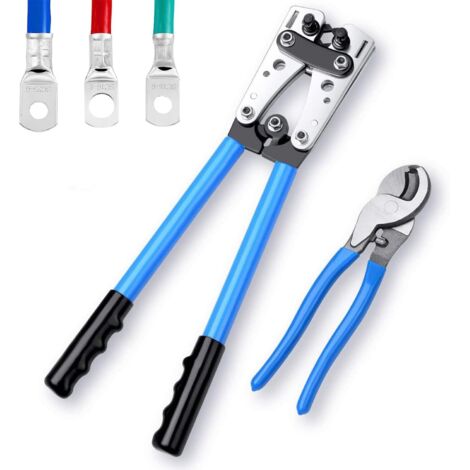 Shmshng – Pince à sertir cosse électrique 6-50mm² – Réglable professionnelle avec coupe-câble – Acier au carbone pour durabilité (1/5)