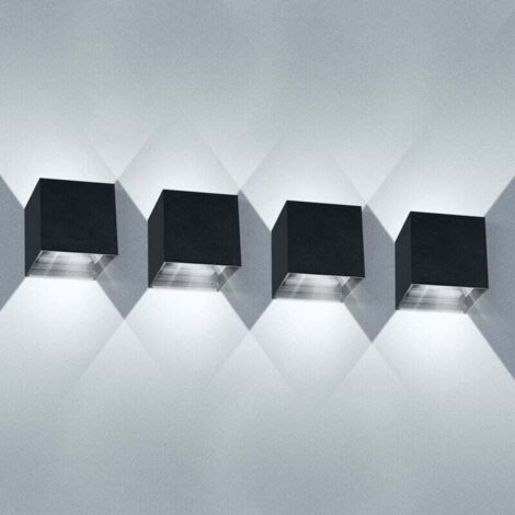 XVX – Lot de 4 appliques murales LED 12W – Étanches IP65 – Angle de faisceau réglable – Lumière chaude pour salon et chambre (1/5)
