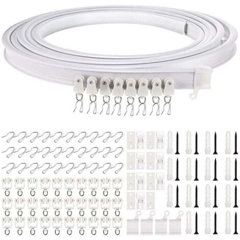 Ulisem Rail de rideau flexible et incurvé pour plafond, support de tringle simple pliable pour cloison de séparation, fenêtre, plafond ( montage supérieur de 5 mètres) (1/4)