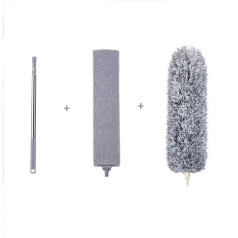 Plumeau télescopique, plumeau plat rétractable gris, adapté aux crevasses sous les canapés, armoires, lits, poussière, paquet de 2 (1/4)