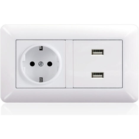 Multiprise USB, chargeur USB multiprise avec 1 prise secteur, 3 ports USB, prise murale électrique compatible avec iPhone/iPad, idéale pour la chambre, le bureau, la maison (blanc, incurvé) (1/3)