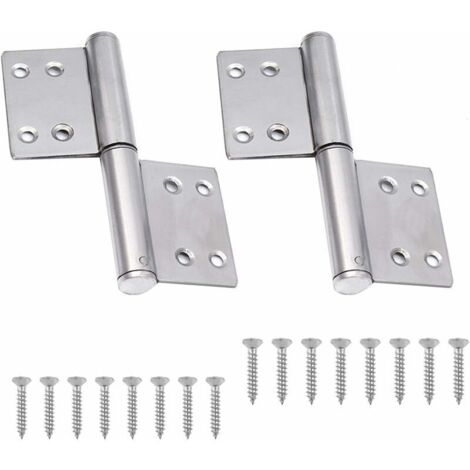 Ulisem 2pcs Drapeau Charnière en Acier Inoxydable Démontable Paumelles de Porte Charnières de Porte avec Rotation à 360 Degrés et 2 Feuilles Charnieres Meuble Pliable et Silencieuse avec 16pcs Vis (1/5)