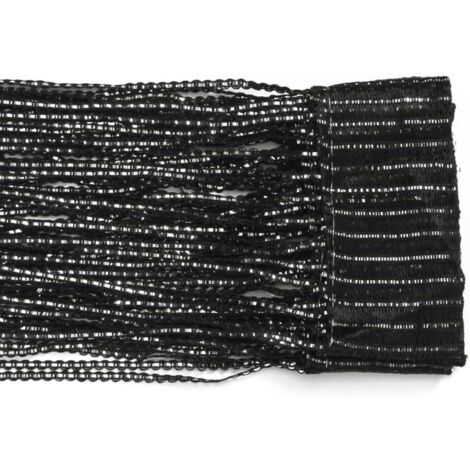 Rideaux à pompons 100 x 200 cm, cloisons à pompons pour portes, fenêtres, maison, décoration, événements, décoration (noir)