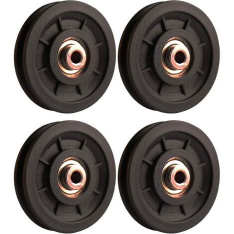 Accessoires de levage, 4 pièces 110 mm poulie en nylon portante poulie de levage de poids roue universelle pour machine à câble équipement de fitness porte de garage (1/4)